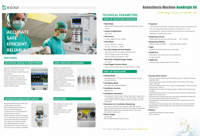 APL Valve Excellent Tightness Anesthesia Machine Integrated Breathing ...