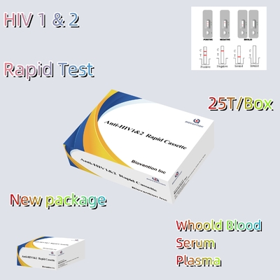 Rapid Test Reagent HIV 1/2 Detection Test Colloidal Gold Method With 25 Tests