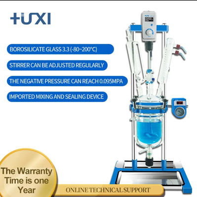 Medical instrument Vacuum Glass Reactor 1L 2L 5L Mixing Glass Reactor Variable frequency speed control glass reaction